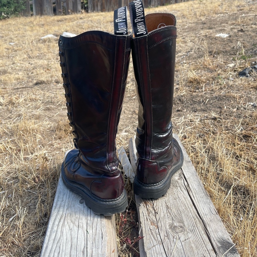 John Fluevog Oxblood Leather Vintage Lace Up Boots - Picture 3 of 11